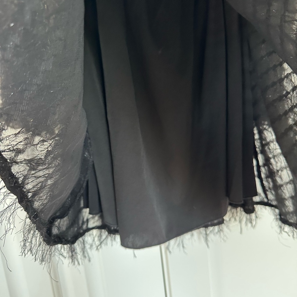 ASOS DESIGN fluffy mini dress with ruched bust and shirred cuffs in black - Picture 5 of 8